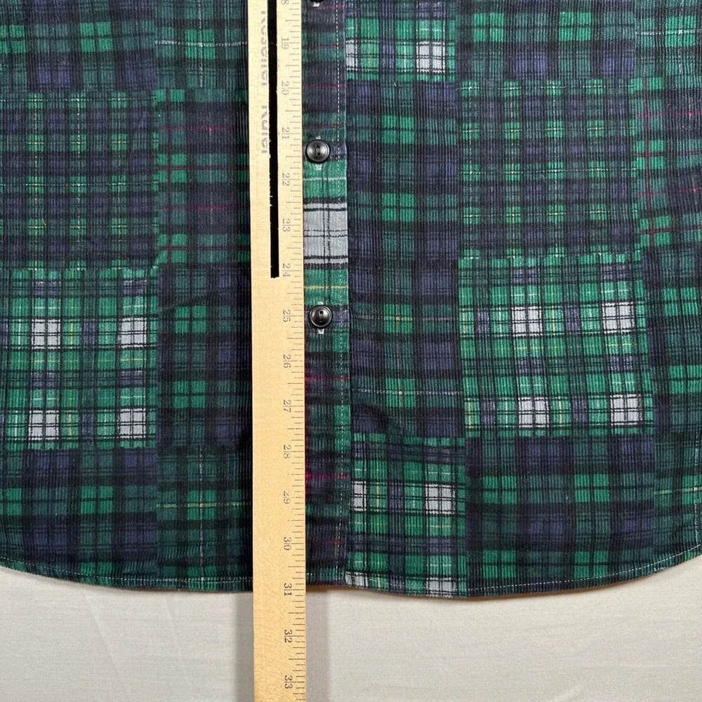 J. Crew Mens XL Classic Fit Corduroy Patchwork Plaid Button Down Shirt BC813